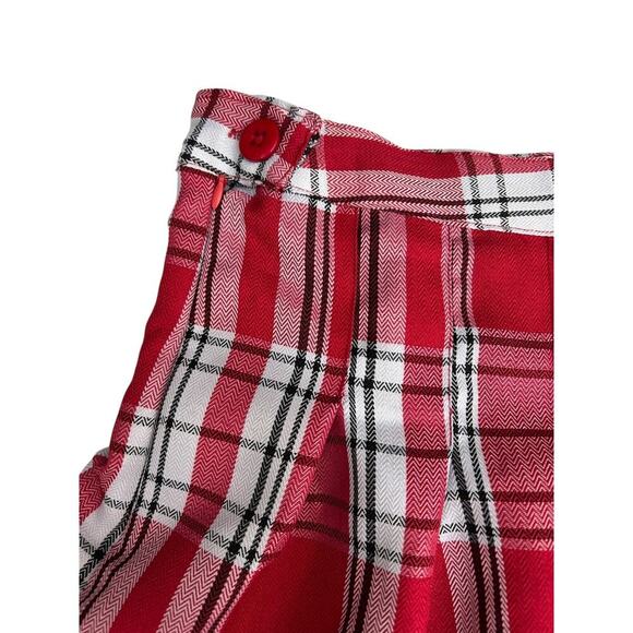 Jolie and Joy Skirt Womens Size XL Red White Plaid Pleated Skater Mini Preppy - Picture 3 of 10